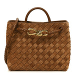 Suede Intrecciato Small Andiamo Shoulder Bag Amber