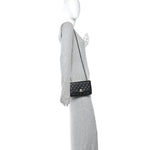 Lambskin Quilted Trendy CC Wallet On Chain WOC Black