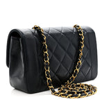 Lambskin Quilted Small Single Flap Navy