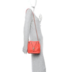 Calfskin Stitched Chain Bucket Bag Coral