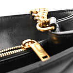 Calfskin Y Quilted Monogram Medium Loulou Chain Satchel Black