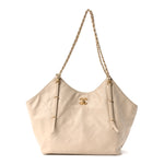 Calfskin Quilted Small Shopping Bag Beige