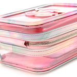 PVC Patent Calfskin Patent Lambskin Vertical Vanity Case Pink