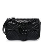 Calfskin Matelasse Monochrome Mini GG Marmont Shoulder Bag Black