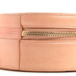 Glazed Calfskin Round As Earth Evening Bag Beige
