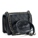 Calfskin Embossed Medium Paris Salzburg Boy Flap Navy