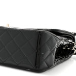 Patent Quilted Jumbo Double Flap Black