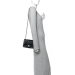 Lambskin Quilted Enamel Mini Pearl Crush Flap Black