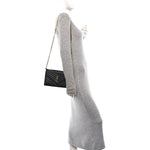 Grain De Poudre Matelasse Chevron Monogram Chain Wallet Black