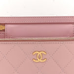 Caviar Quilted Pearl Enamel Small Vanity Case With Chain Light Pink