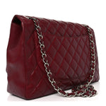 Caviar Quilted Maxi Single Flap Dark Red