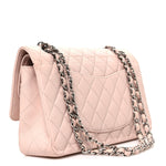Caviar Quilted Medium Double Flap Light Pink