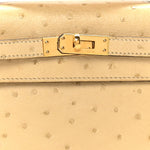 Ostrich Kelly Pochette Clutch Parchemin
