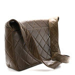Lambskin Quilted CC Single Flap Shoulder Bag Brown