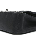Iridescent Caviar Quilted Medium Double Flap Black