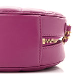 Lambskin Quilted Round Pearl Crush Clutch With Chain Purple