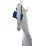 Caviar Chevron Quilted Single Flap Blue