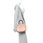 Calfskin Small Ruched Tote Peach