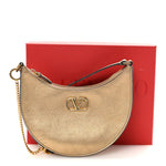 Metallic Grainy Calfskin Mini Vlogo Hobo Bag Gold