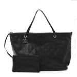 Grained Calfskin Large Shopping Fever Tote Black