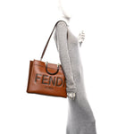 Vitello King Plexiglass Medium Fendi Sunshine Shopper Tote Cuoio