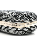 Crystal Nappa Classic Art Deco Skull Clutch Black Silver