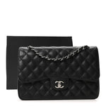 Caviar Quilted Jumbo Double Flap Black