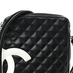 Calfskin Quilted Medium Cambon Messenger Black White
