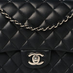Lambskin Quilted Medium Double Flap Black