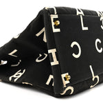 Canvas Printed Quilted Logo Tote Black White