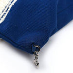 Mixed Fibers Lambskin Venise Biarritz Maxi Tote Blue White