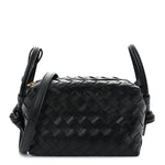 Calfskin Intrecciato Small Loop Top Handle Black