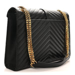 Grain De Poudre Matelasse Chevron Large Monogram Satchel Black