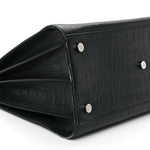 Calfskin Crocodile Embossed Large Sac De Jour Carryall Black