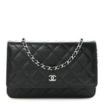 Caviar Quilted Wallet on Chain WOC Black
