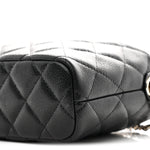 Caviar Quilted Hobo Clutch With Chain Black