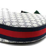 GG Supreme Monogram Textured Calfskin Web Large Attache Shoulder Bag Beige Blue