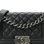 Caviar Quilted Small Boy Flap Black