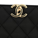 Caviar Quilted Small Shopping Tote  Black