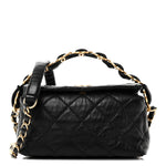 Crumpled Lambskin Quilted Small CC Links Shoulder Bag Black