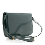 Spazzolato Calfskin Classic Box Medium Flap Bag Dark Green