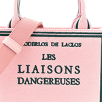 Canvas Embroidered Book Cover Mini Book Tote Pink Green