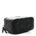 Caviar Quilted Sweetheart Vanity Case Black