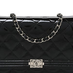 Patent Calfskin Quilted Boy Wallet On Chain WOC Black