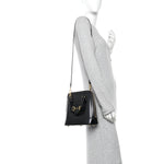 Boarded Plutone Calfskin Small Horsebit 1955 Top Handle Bag Black