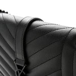 Grain De Poudre Textured Mixed Matelasse Triquilt Medium Monogram Monochrome Satchel Black