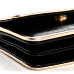 Metallic Calfskin Clutch With Chain Black Gold
