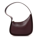 Grained Calfskin Half Moon Shoulder Bag Raisin