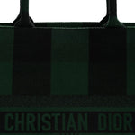 Canvas Embroidered Checkered Book Tote Black Green
