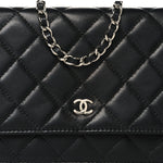 Lambskin Quilted Wallet On Chain WOC Black
